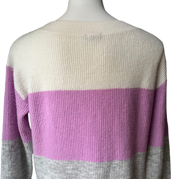 Talbots Wide Striped Sweater, Cream, purple and Grey - Picture 9 of 11